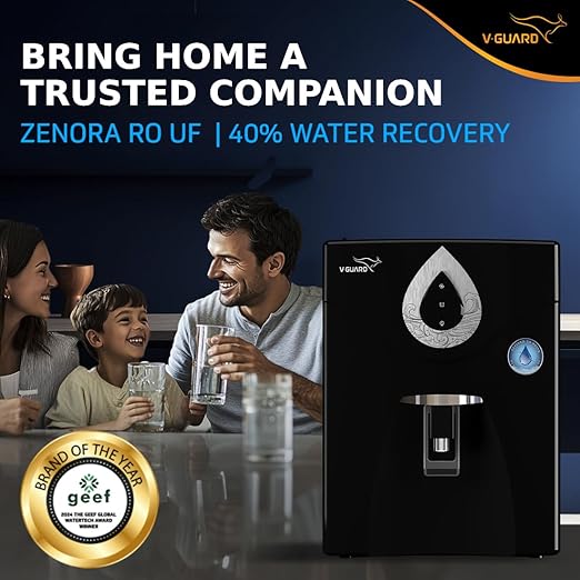 V-Guard Zenora RO UF Water Purifier for Home | Up to 40% Water Recovery | 7 Stage Purification | 1 Year Unconditional Warranty by V-Guard | GEEF Global Water Tech Award 2024 Winner | 7 Litter, Black