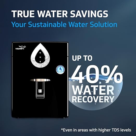 V-Guard Zenora RO UF Water Purifier for Home | Up to 40% Water Recovery | 7 Stage Purification | 1 Year Unconditional Warranty by V-Guard | GEEF Global Water Tech Award 2024 Winner | 7 Litter, Black