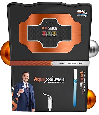 AquaXpure® Premium Black 7-in-1 RO Domestic Water Purifier (RO+ LED UV+ ORC COPPER ALK+ CARBON+ HIGH TDS MEMBRANE+ TDS CONTROL) LED Indicator's | Easily Works Upto 4000ppm | 12 Stages | 20 LPH