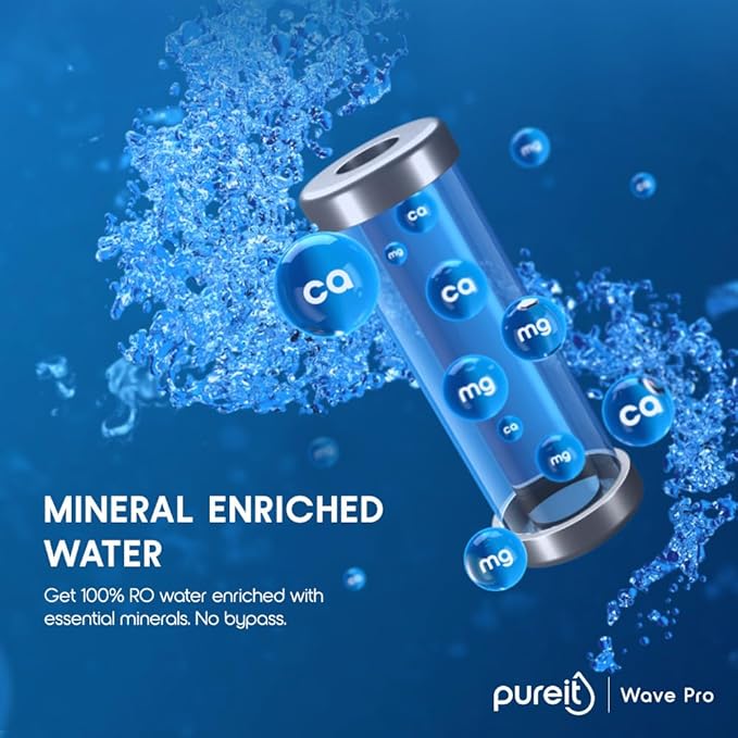 Pureit Wave Pro Mineral RO+UV LED in-tank | 7 stage Purification | 7 Liter's Capacity | Up to 45% Water Saving | Suitable for Borewell, Tanker & Municipal Water | Wall Mountable | Black