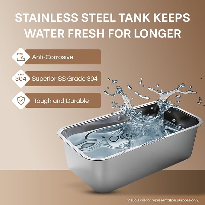 Aquaguard Marvel NXT 8-Stage UV+UF+Active Copper, Stainless Steel Tank Water Purifier | Suitable for Municipal Water (TDS <200 ppm) | Not Suitable for Borewell/Tanker Water (TDS >200 ppm)