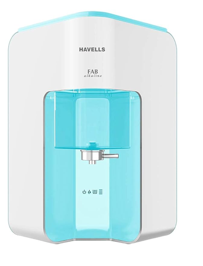 Havells Fab Alkaline Water Purifier | RO+UV+Alkaline | Free Unlimited Service Visits for 1 Yr | Revitalizer+Copper+Zinc+Minerals | 10-Stage Purifier | 7L Tank | For Borewell, Tanker, Municipal Water