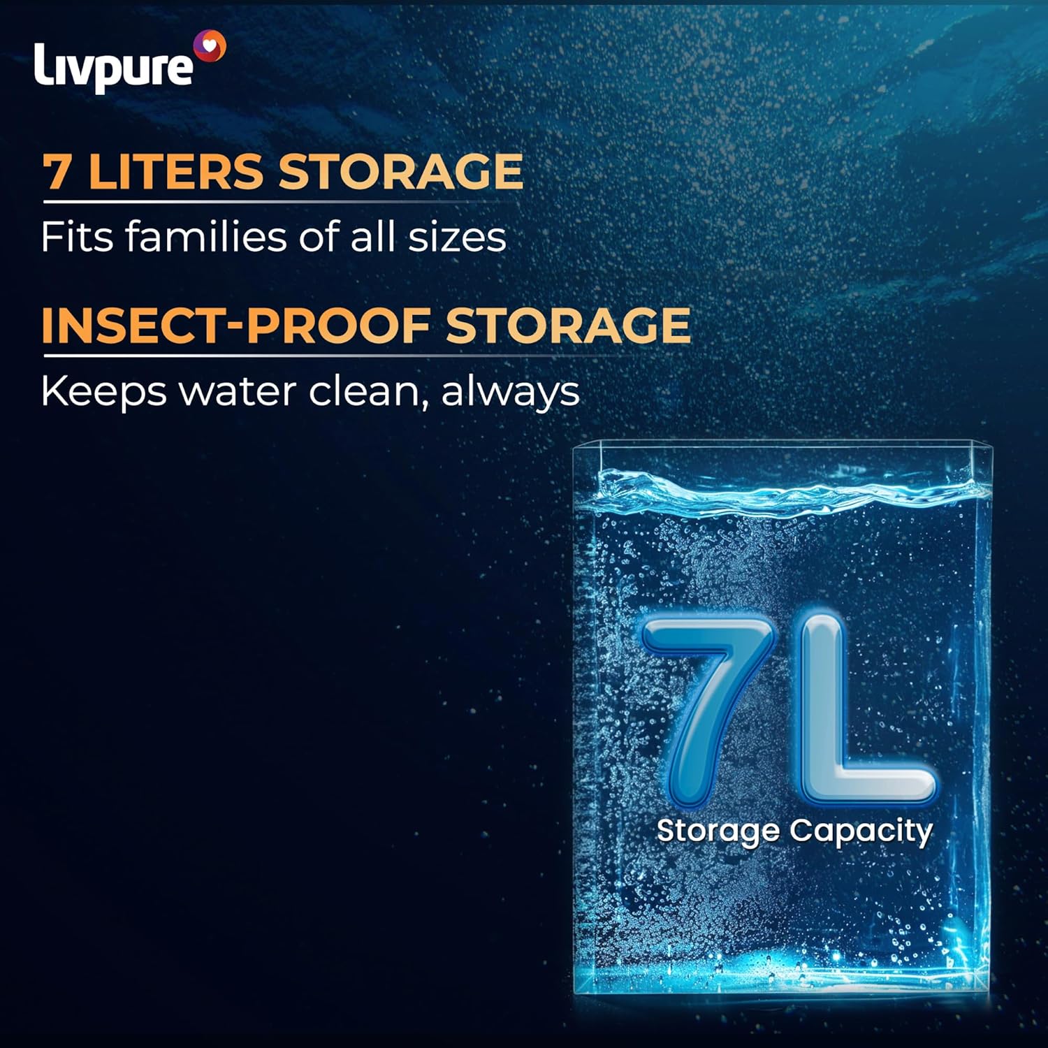 Livpure Glo Star Copper Water Purifier | Free Standard Installation | 8 Stage Advanced Purification | RO+UV+UF Copper | Mineraliser | In Tank UV Sterilisation | 7L Storage Capacity | Black
