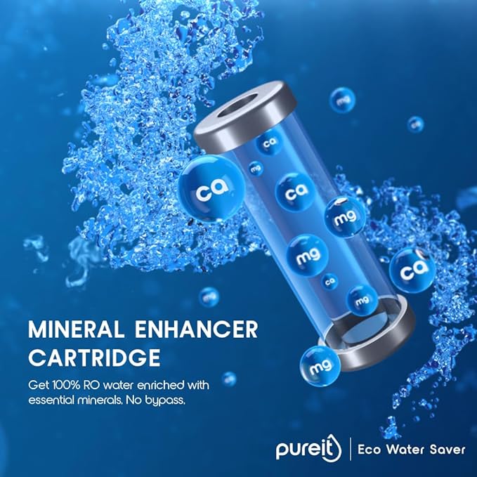 Pureit Eco Water Saver RO+UV+MF+Mineral | 7-Stage | 10L | Up to 60% Saving | Suitable for Borewell, Tanker & Municipal Supply | Table Top | Wall Mountable | Black