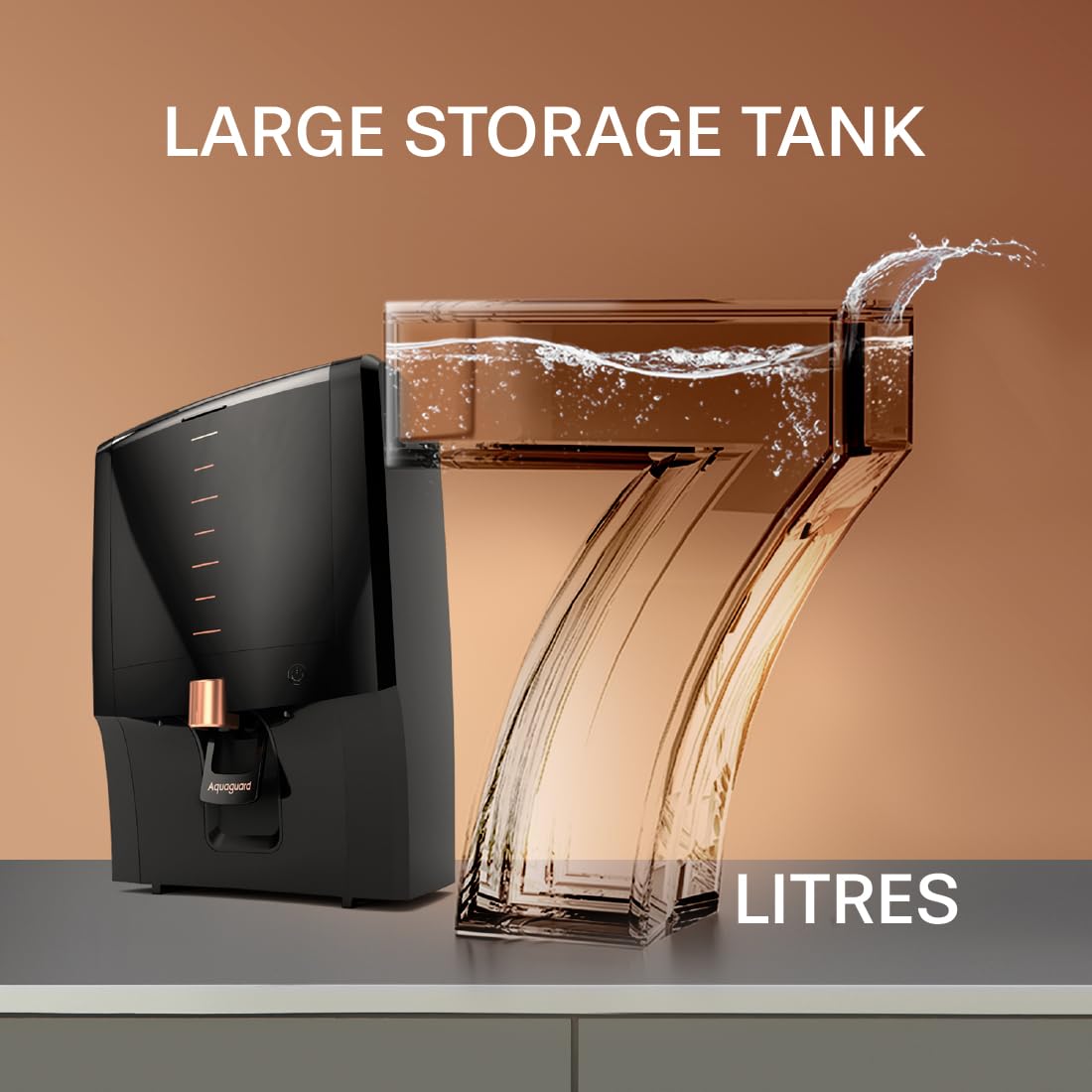 Aquaguard Aura RO+UV+UF+Taste Adjuster(MTDS) with Active Copper & Zinc 7L water purifier,8 stages of purification, suitable for borewell, tanker, municipal water(Black) from Eureka Forbes