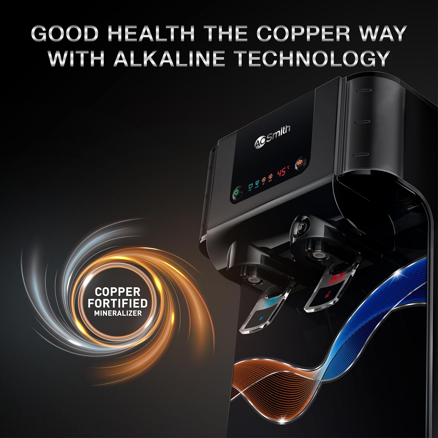 AO Smith Z9 Pro Black Instant Hot and Ambient Water RO+ SCMT+ Copper +Alkaline+ Mintech | Hot Water in Stainless Steel Tank| Save upto 55% Water |10L Storage...