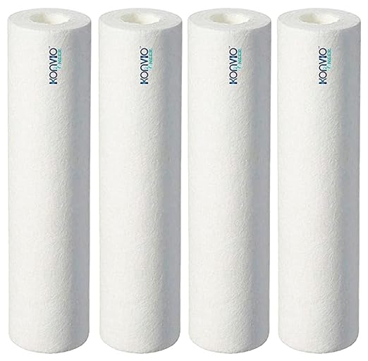 KONVIO NEER 10 Inch High Density Spun Pre-Filter (5 Micron PP Spun) Cartridge Compatible for 10 Inch Pre-Filter Housing of All Water Purifier | Pack of 4 Spun