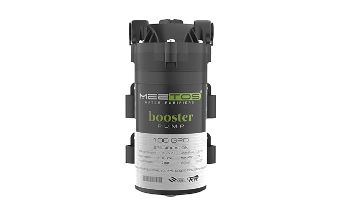 Meetos RO Booster Pump 100 GPD, Copper Winding/Noiseless Copper, Compatible with All Types of RO Water Purifier, Universal Type Motor, 2 Year Warranty