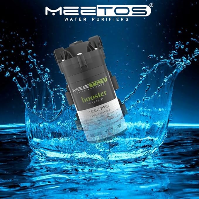Meetos RO Booster Pump 100 GPD, Copper Winding/Noiseless Copper, Compatible with All Types of RO Water Purifier, Universal Type Motor, 2 Year Warranty