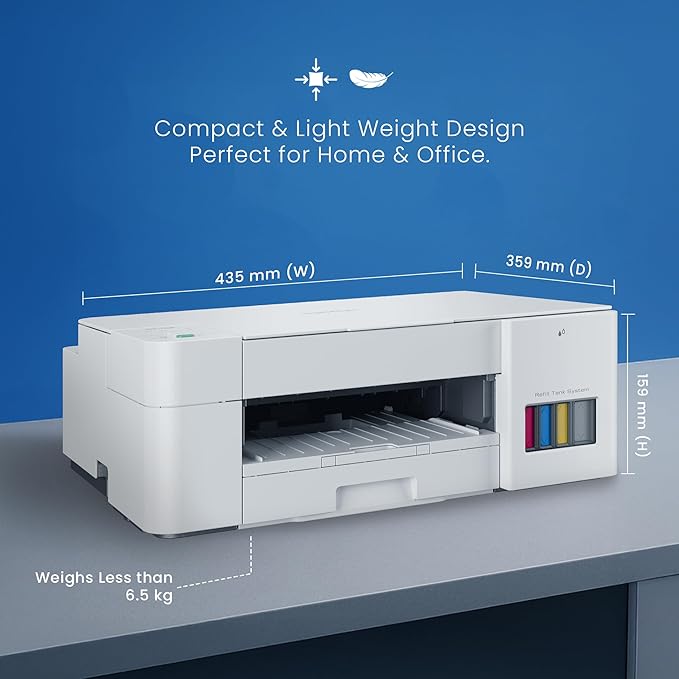 Brother Ink Tank DCP-T226 All in One (Print Scan Copy) Color Printer Best for Home, 64 MB, 150 Sheet Paper Tray, USB, Print Up to 7.5 K Pages in Black and 5 K in Color Each for (CMY),Free Installation