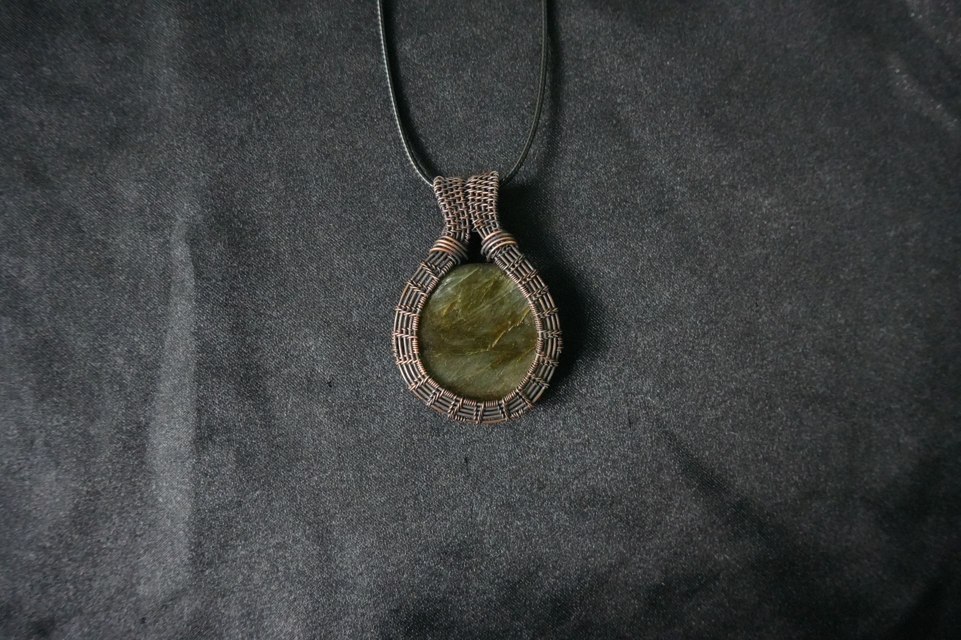 Oxidized Wire Wrapped Labradorite Pendant Necklace