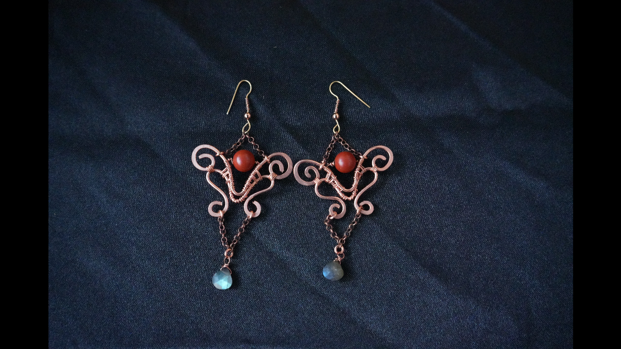 Handcrafted copper wire butterfly earrings L 3.5 IN W 1.75 IN