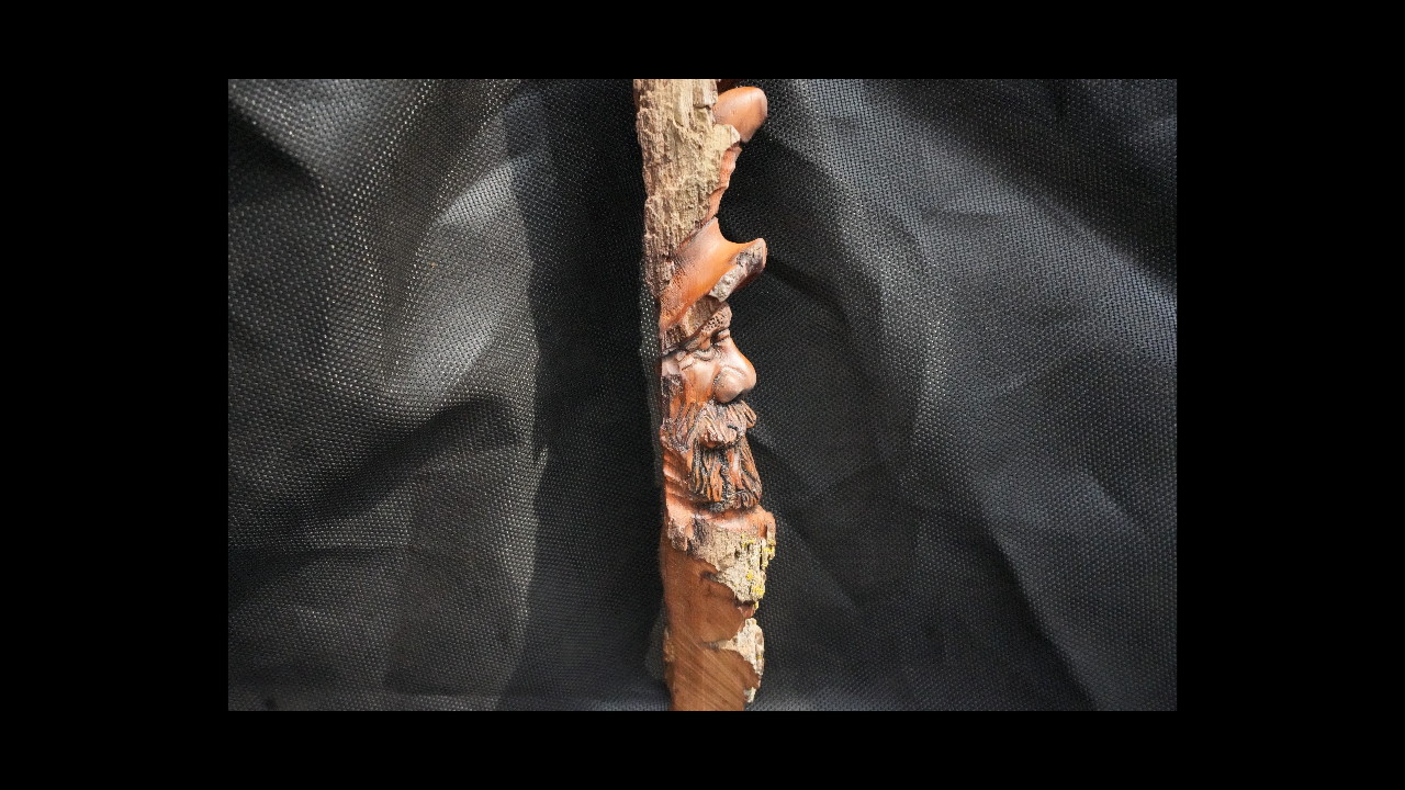 NOT AVAILABLE "The Coal Miner" Face carving in cottonwood bark