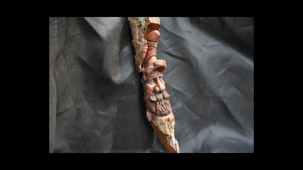NOT AVAILABLE "The Coal Miner" Face carving in cottonwood bark
