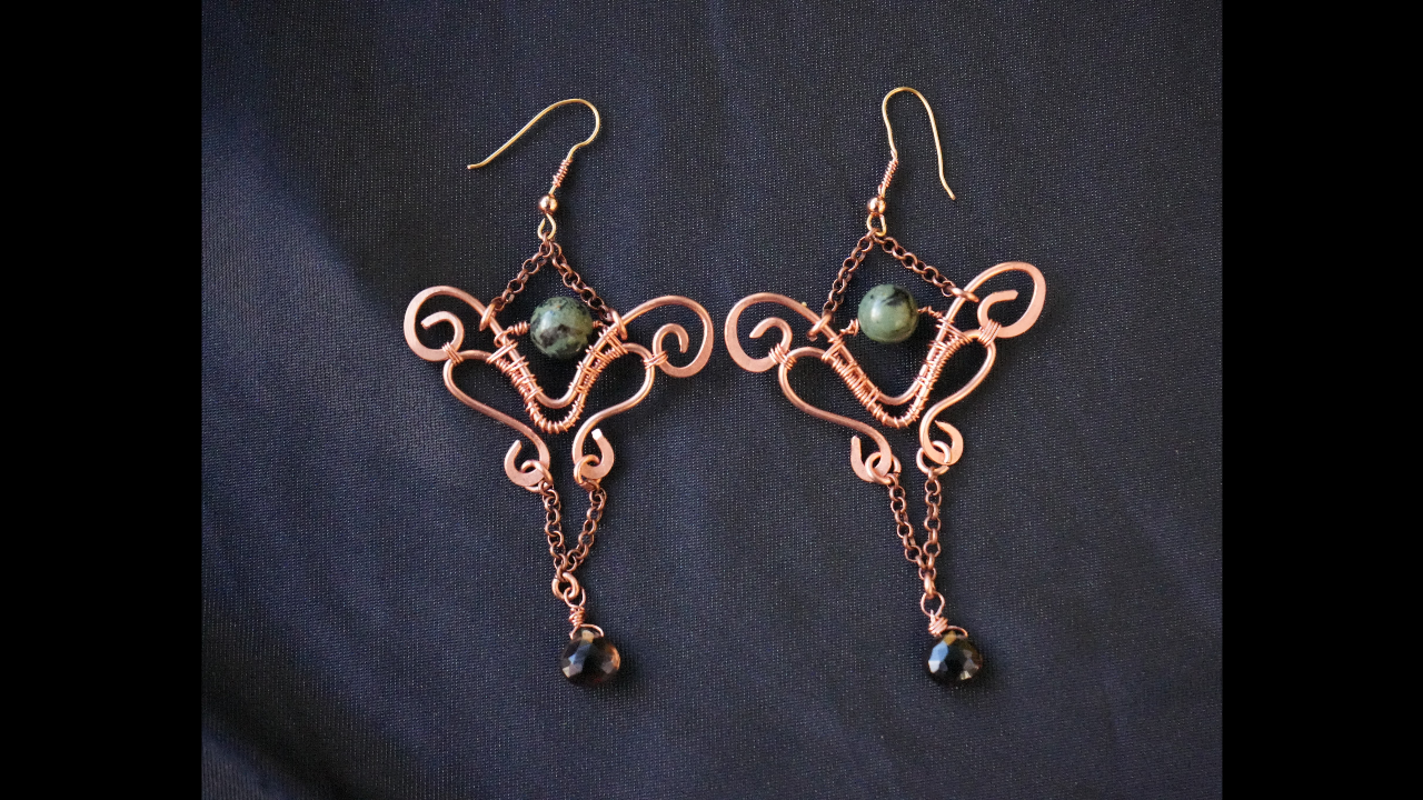 Handcrafted copper wire butterfly earrings L 3.5 IN W 1.75 IN