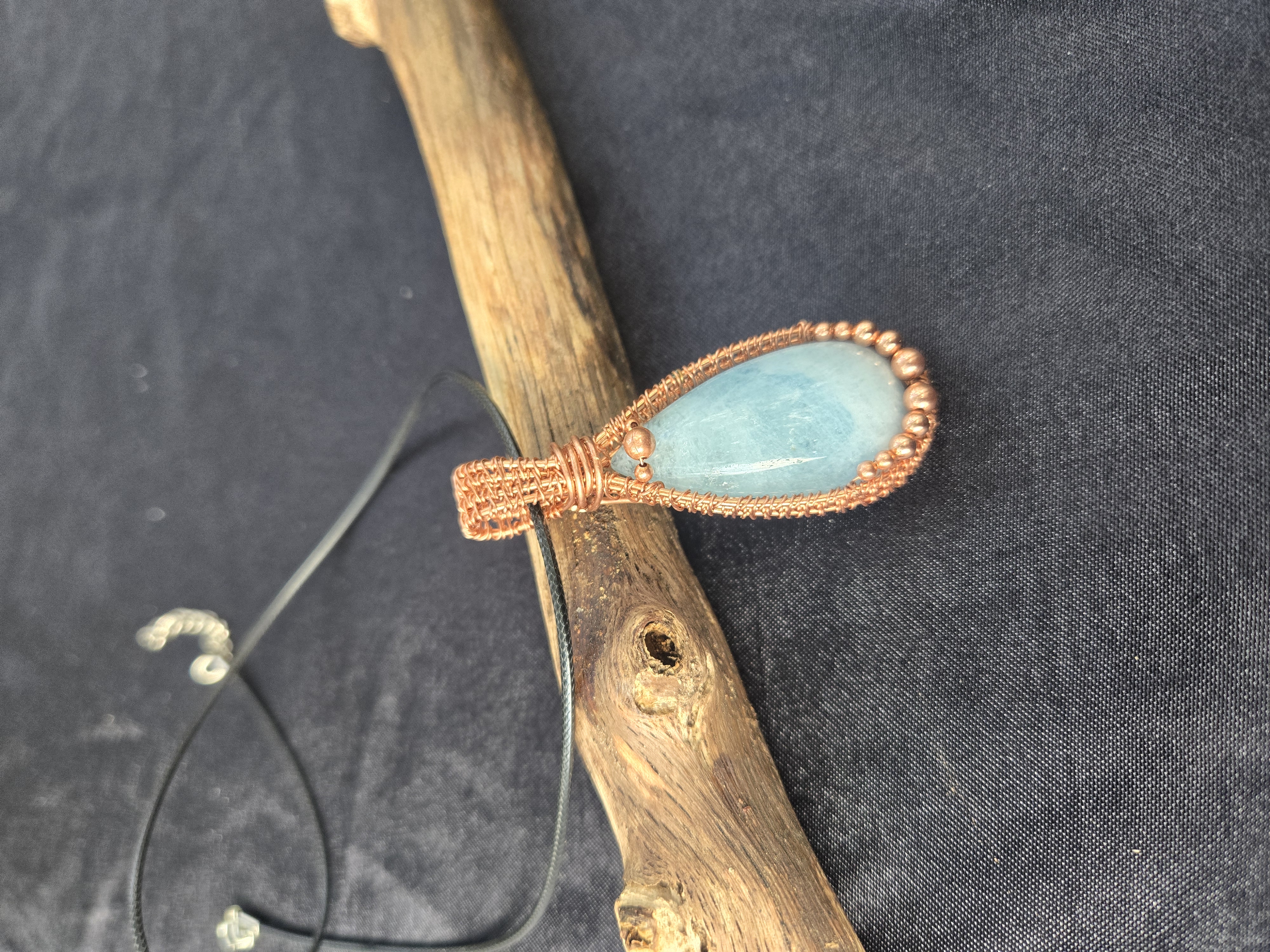 Handcrafted Aquamarine Copper Wire Wrapped Pendant