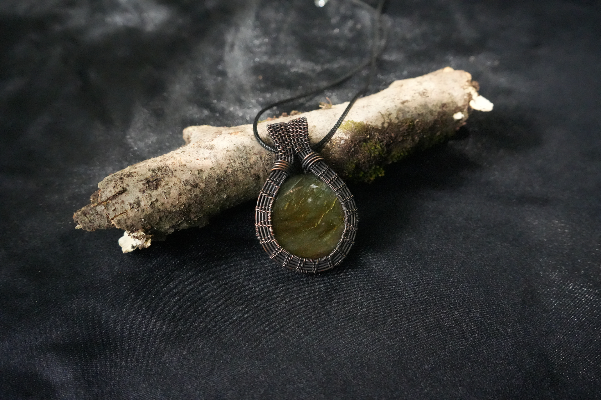 Oxidized Wire Wrapped Labradorite Pendant Necklace