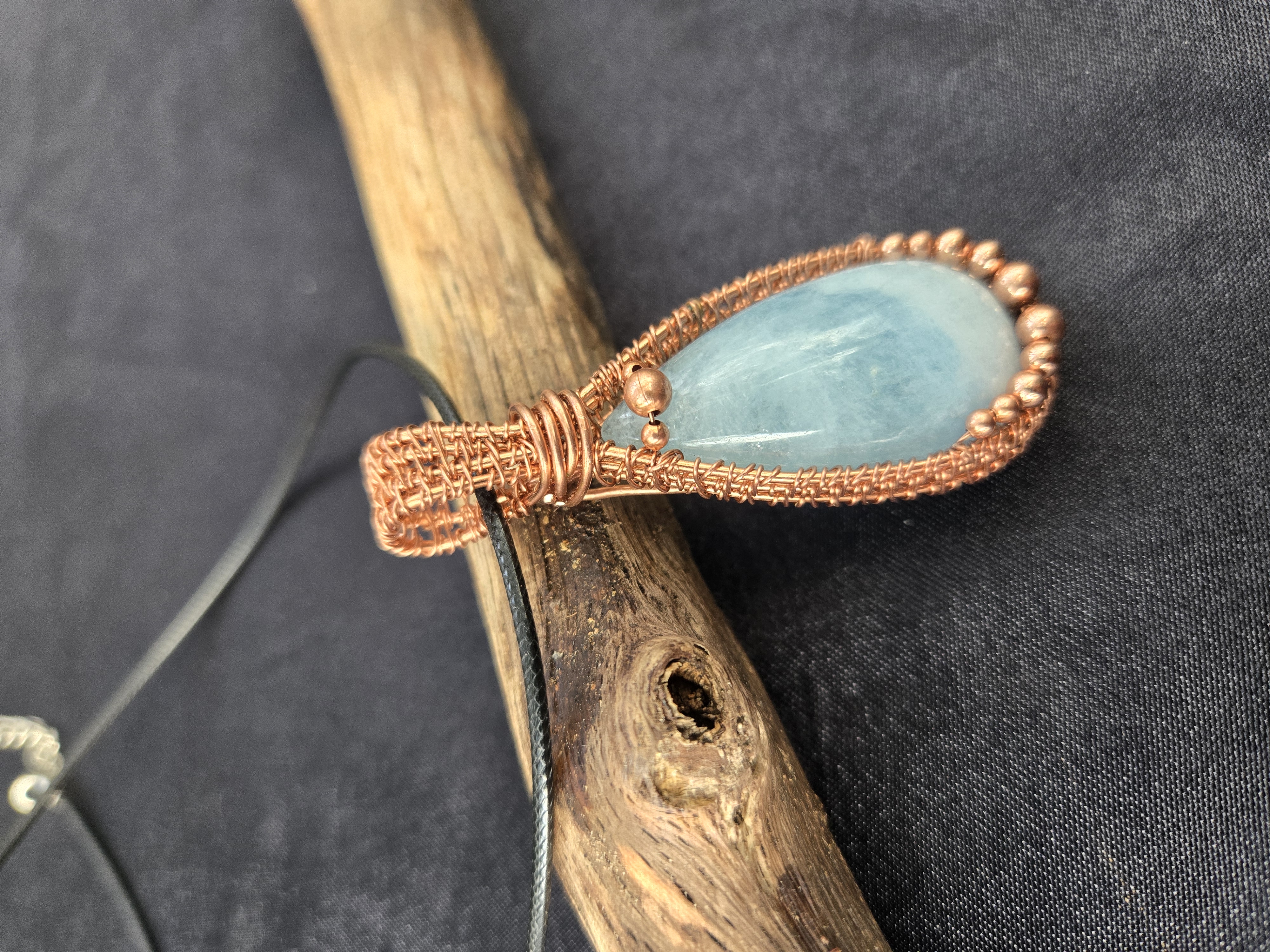 Handcrafted Aquamarine Copper Wire Wrapped Pendant