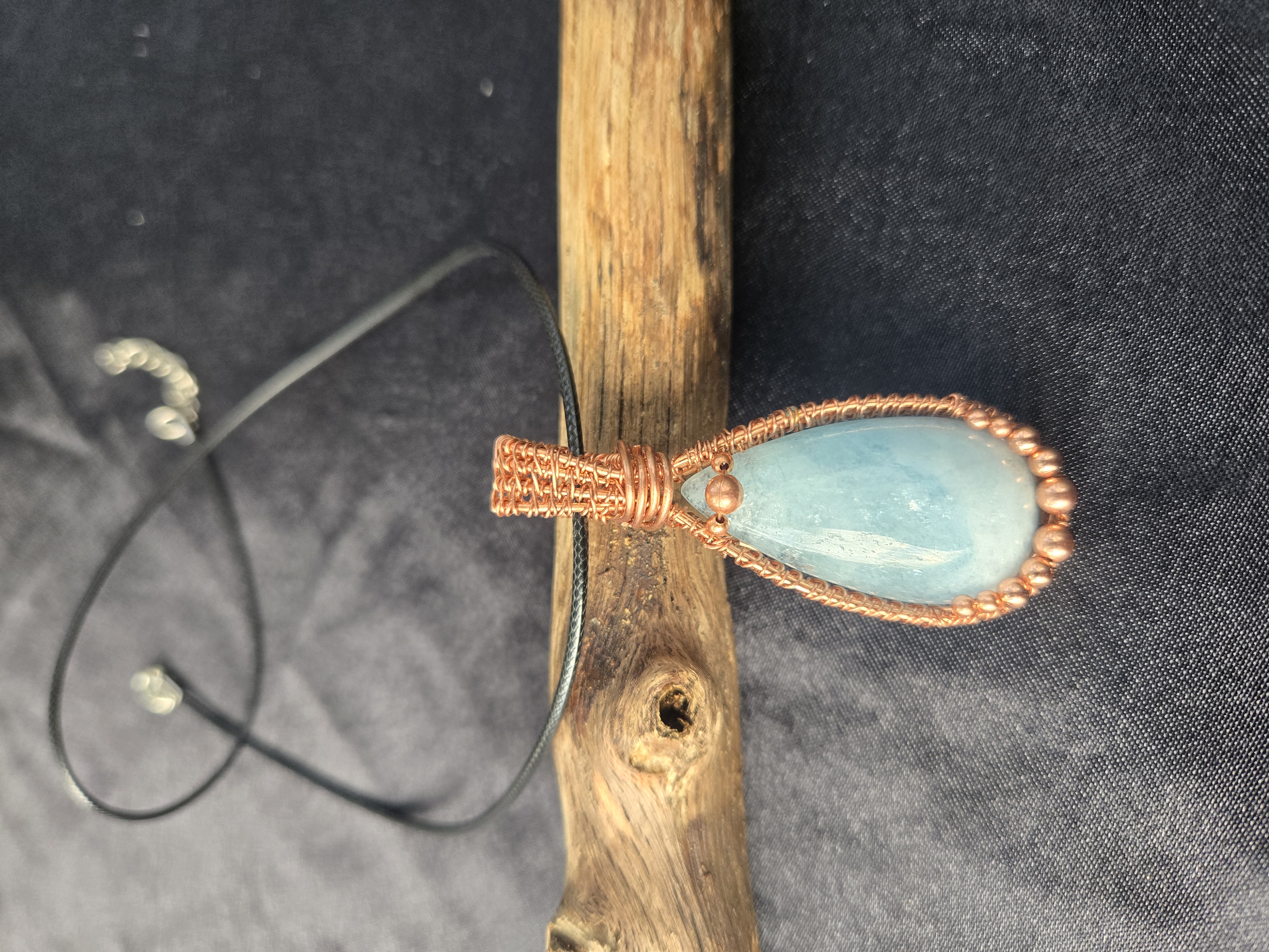 Handcrafted Aquamarine Copper Wire Wrapped Pendant