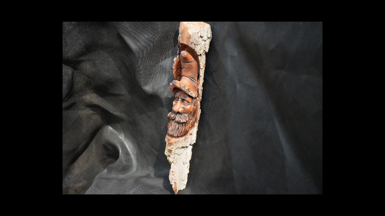 NOT AVAILABLE "The Coal Miner" Face carving in cottonwood bark