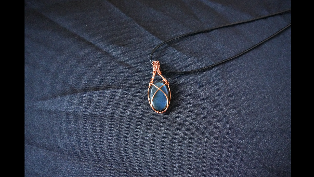 Handcrafted Wire-Wrapped Labradorite Stone Pendant L - 1.75 IN W - .75 IN