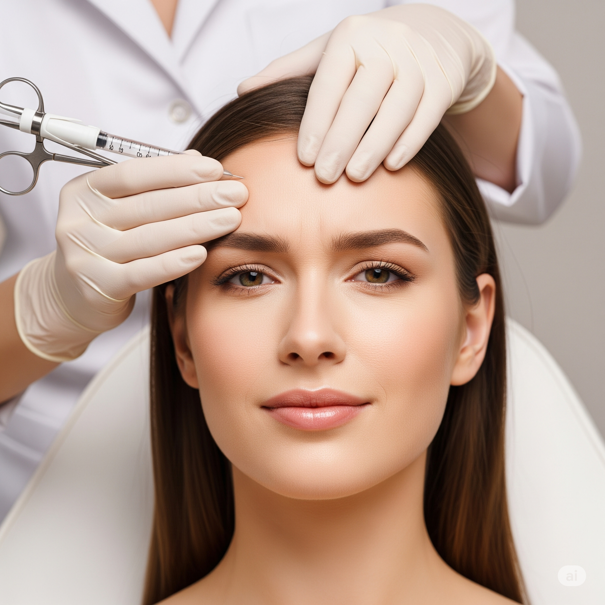 Stirnfalten mit Botox Behandlung für Frauen