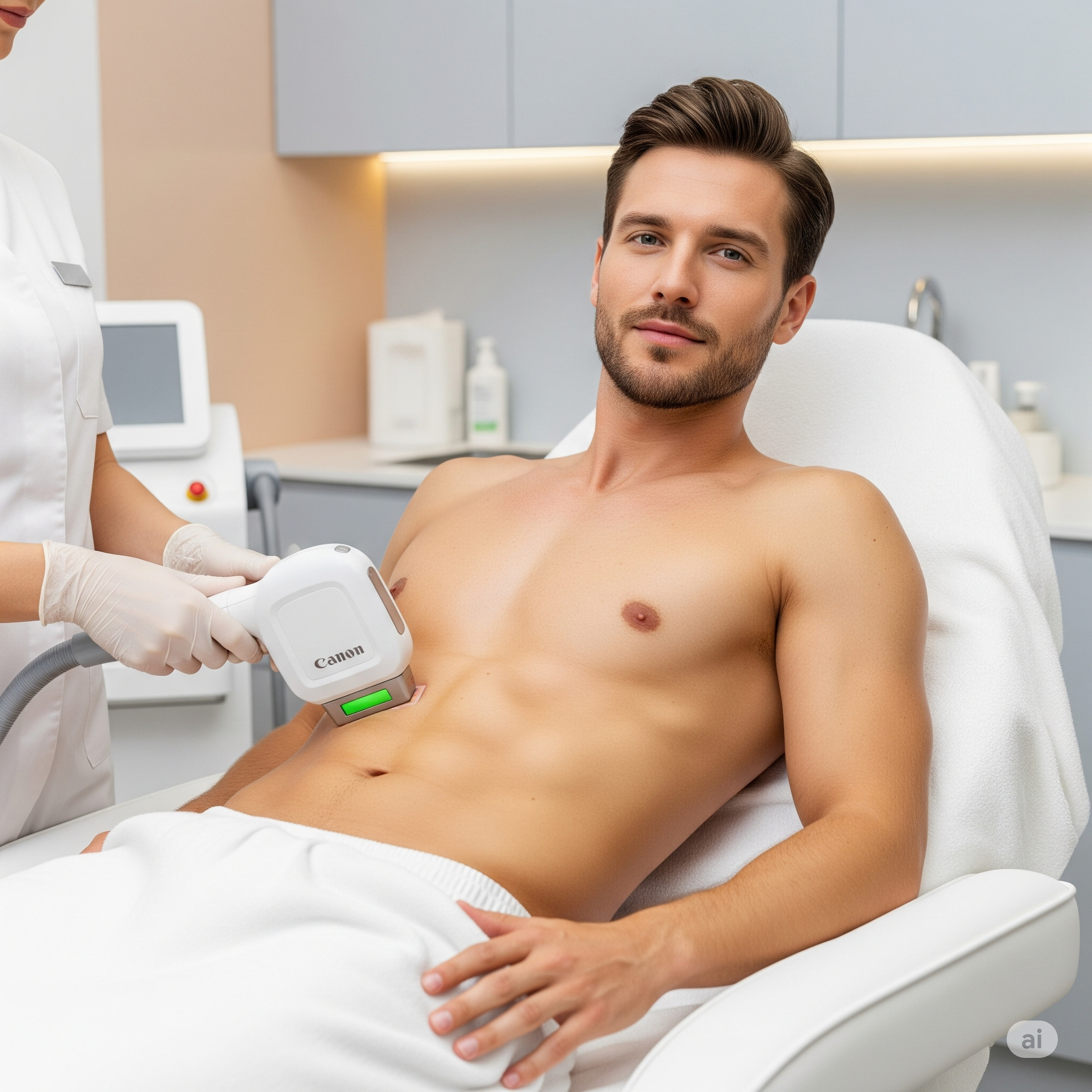 Brust und Bauch Enthaarung mit Laser für Männer