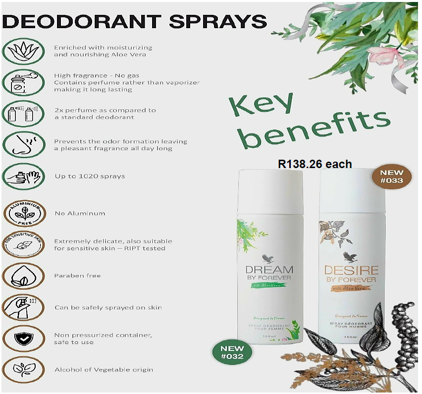 Dream by Forever & Desire by Forever Deodorant Sprays