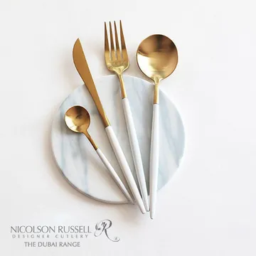 Dubai Gold & White Titanium 16pc Cutlery Set