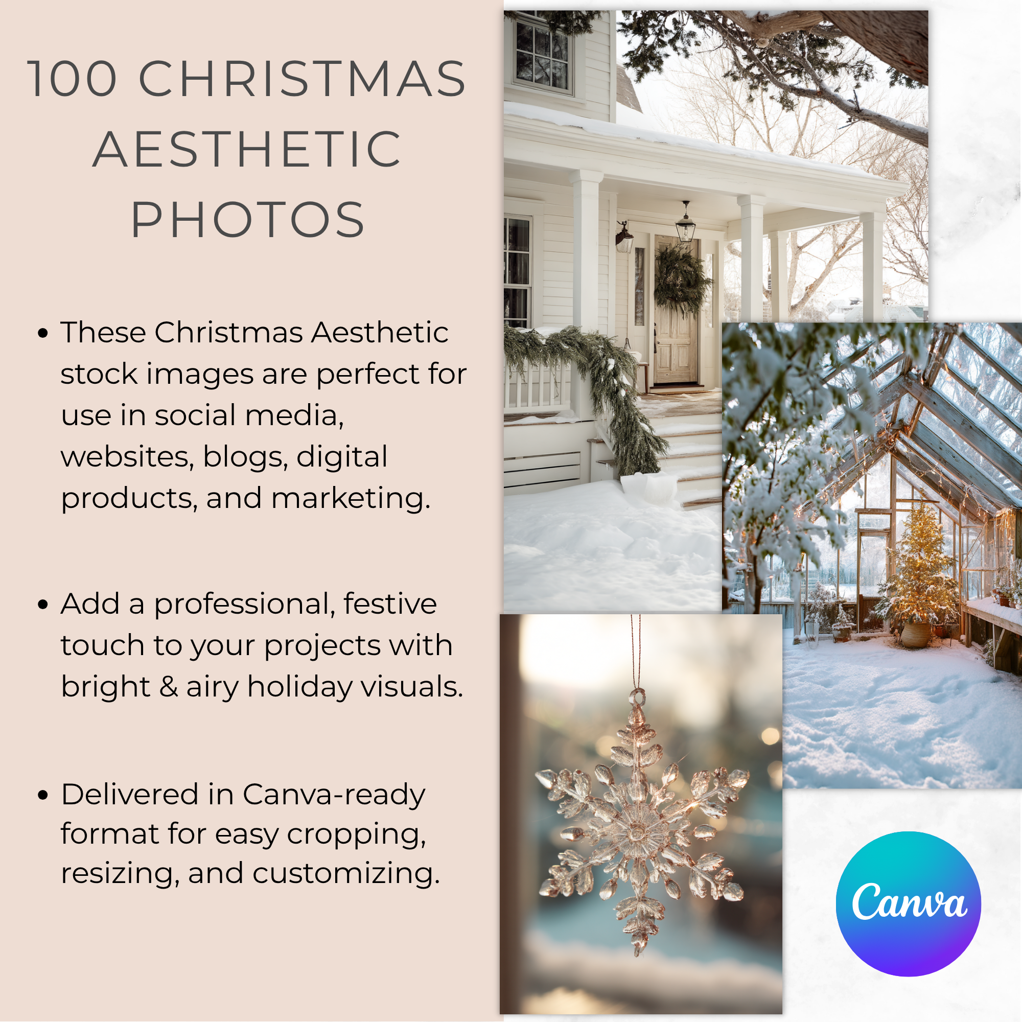 Christmas Aesthetic Photo & Reel Bundle | 200 Bright & Airy Holiday Images