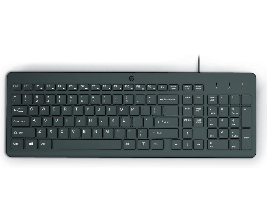 HP 150 Tastiera Cablata, Connessione con Cavo USB-A con la Lunghezza di 1 m, 12 Tasti Programmabili, Tastiera Qwerty, Layout Italiano, Compatibile con Windows 10 e 11, Nera