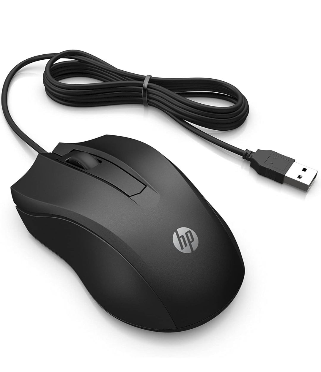 HP 100 Mouse Cablato, 1.600 DPI, destrorso, 3 pulsanti, rotella di corrimento, nero