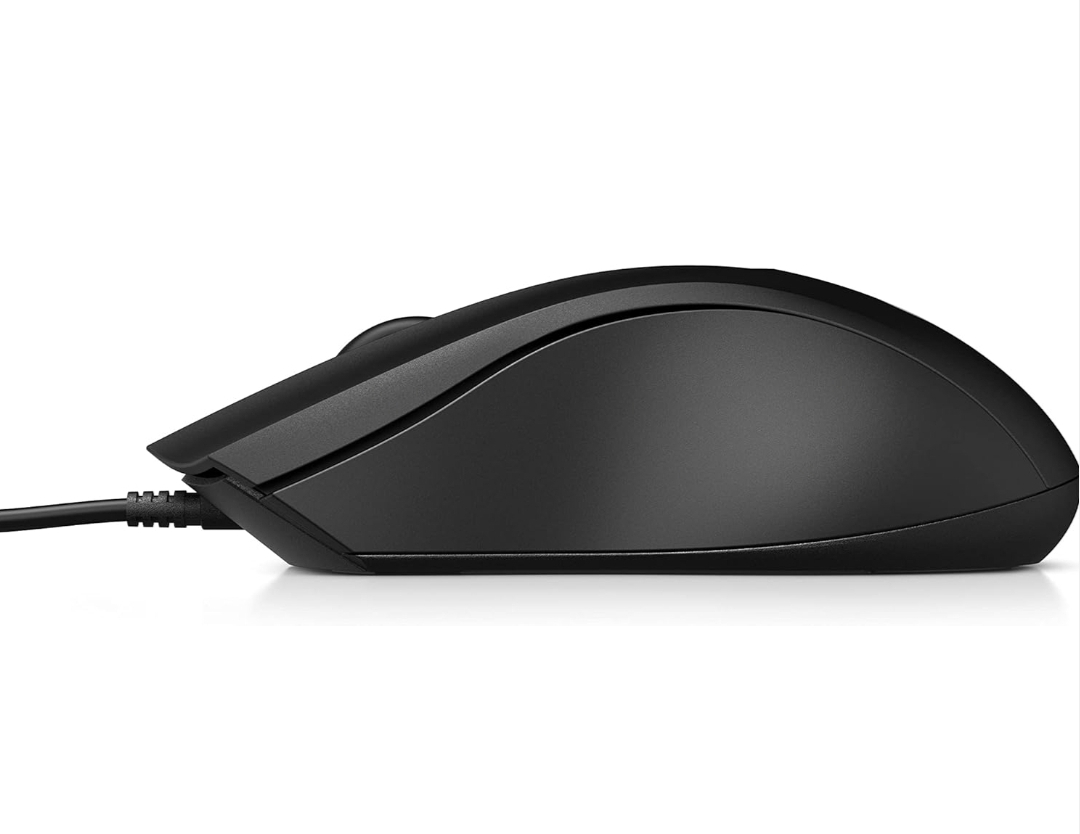 HP 100 Mouse Cablato, 1.600 DPI, destrorso, 3 pulsanti, rotella di corrimento, nero