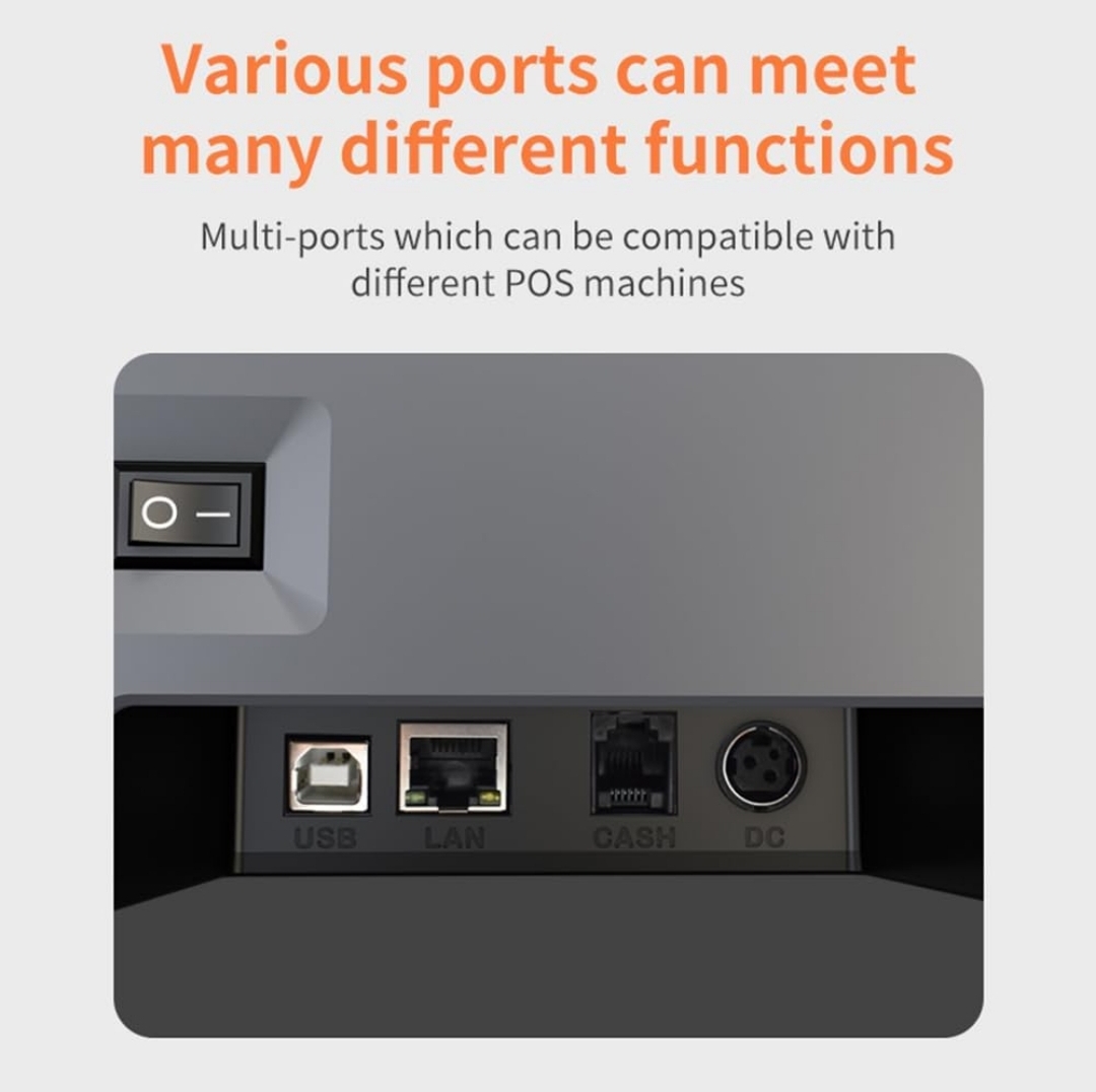 YIWENG Stampante Termica per Ricevute 80mm Stampa Termica Diretta Desktop Connessione USB+LAN Alta velocità con Taglierina Automatica Cestino Carta di Grandi Dimensioni Supporto ESC/POS