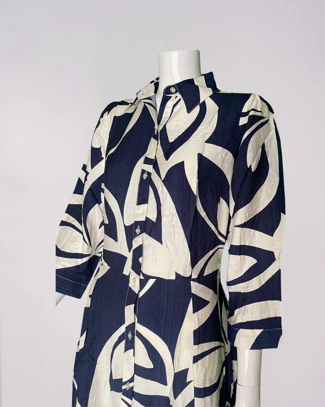 Blue and White Print Maxi Dress