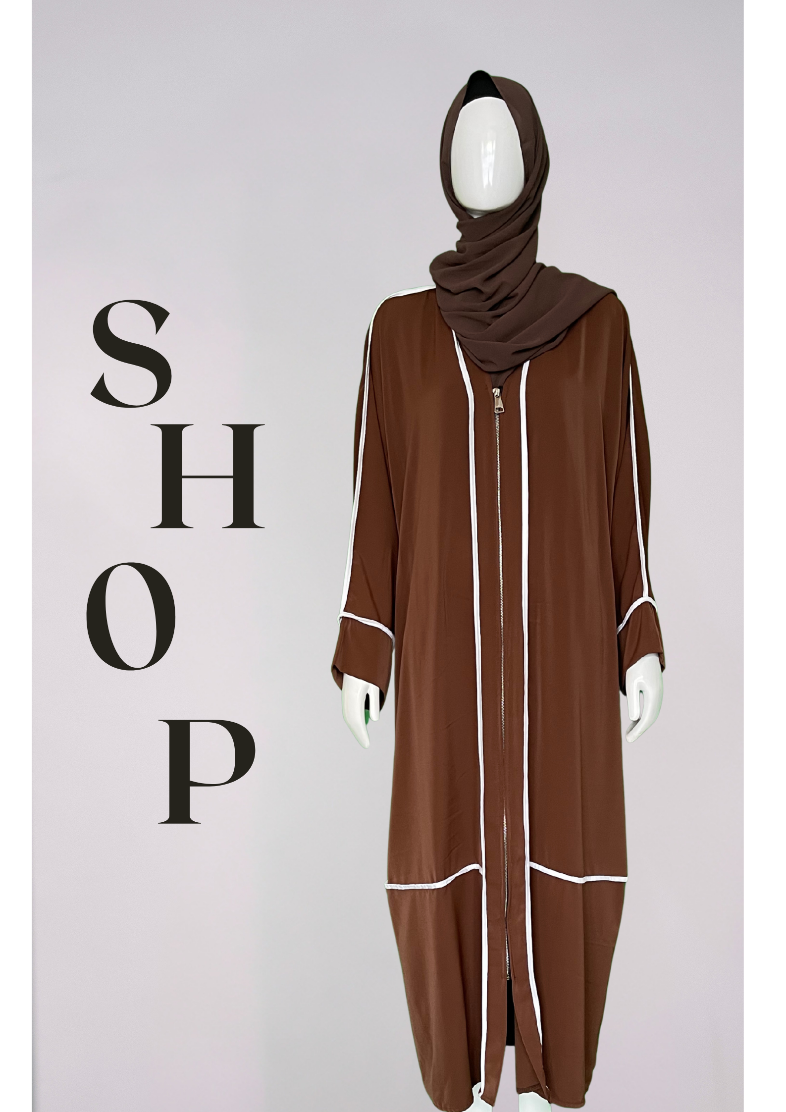 Brown Modest Open Abaya