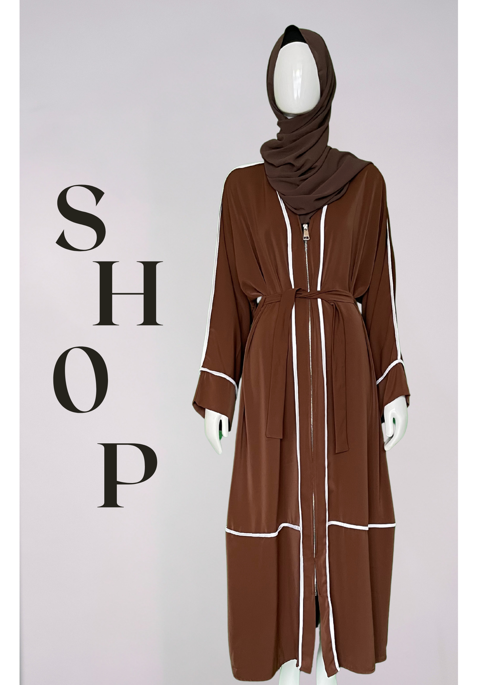 Brown Modest Open Abaya