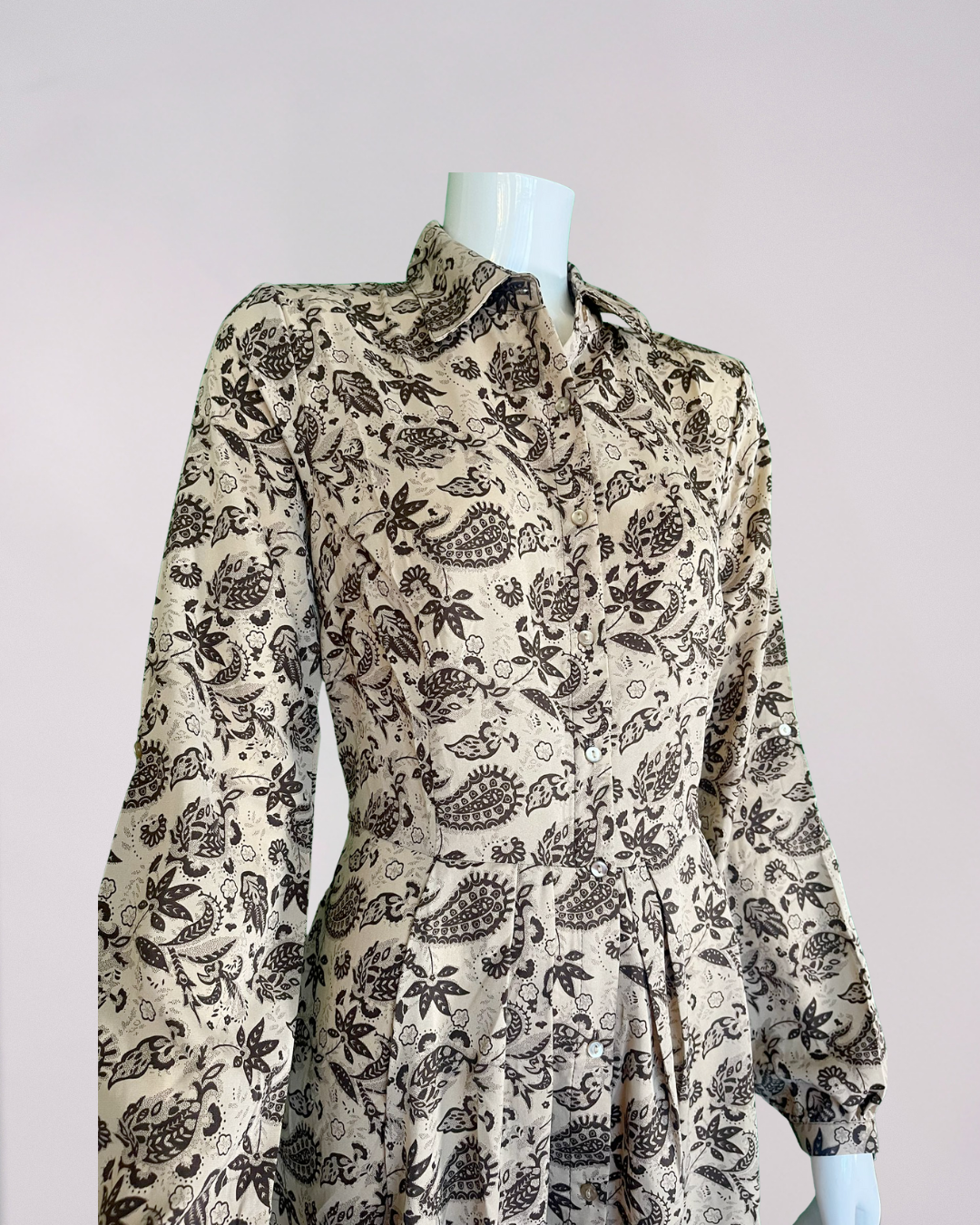 Beige and Brown Print Maxi Dress