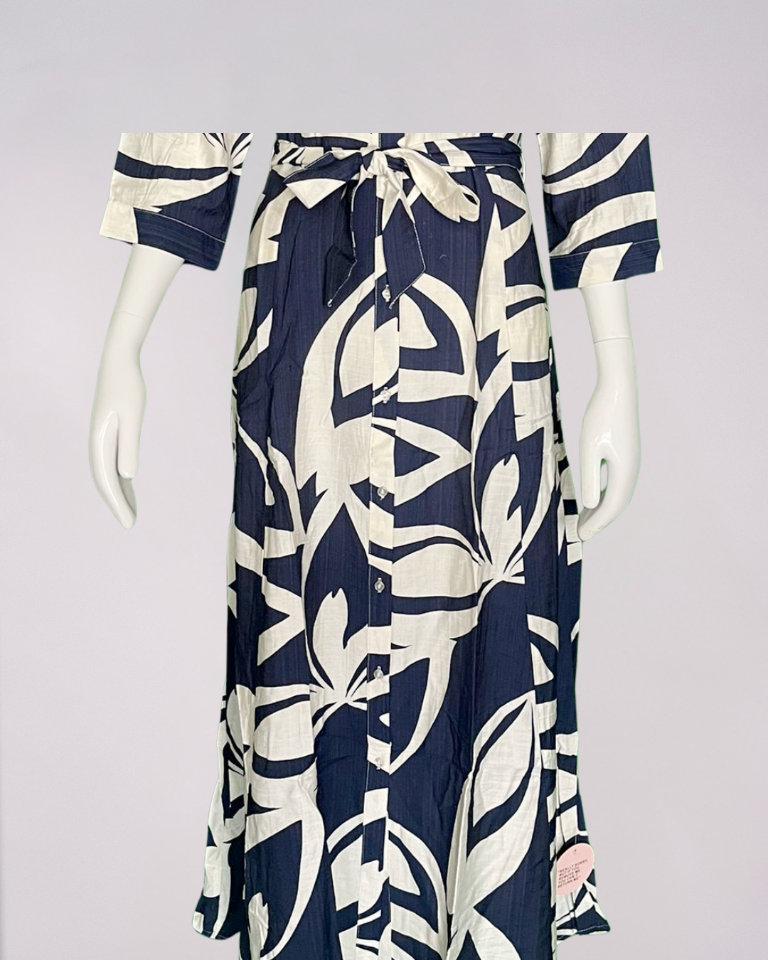 Blue and White Print Maxi Dress