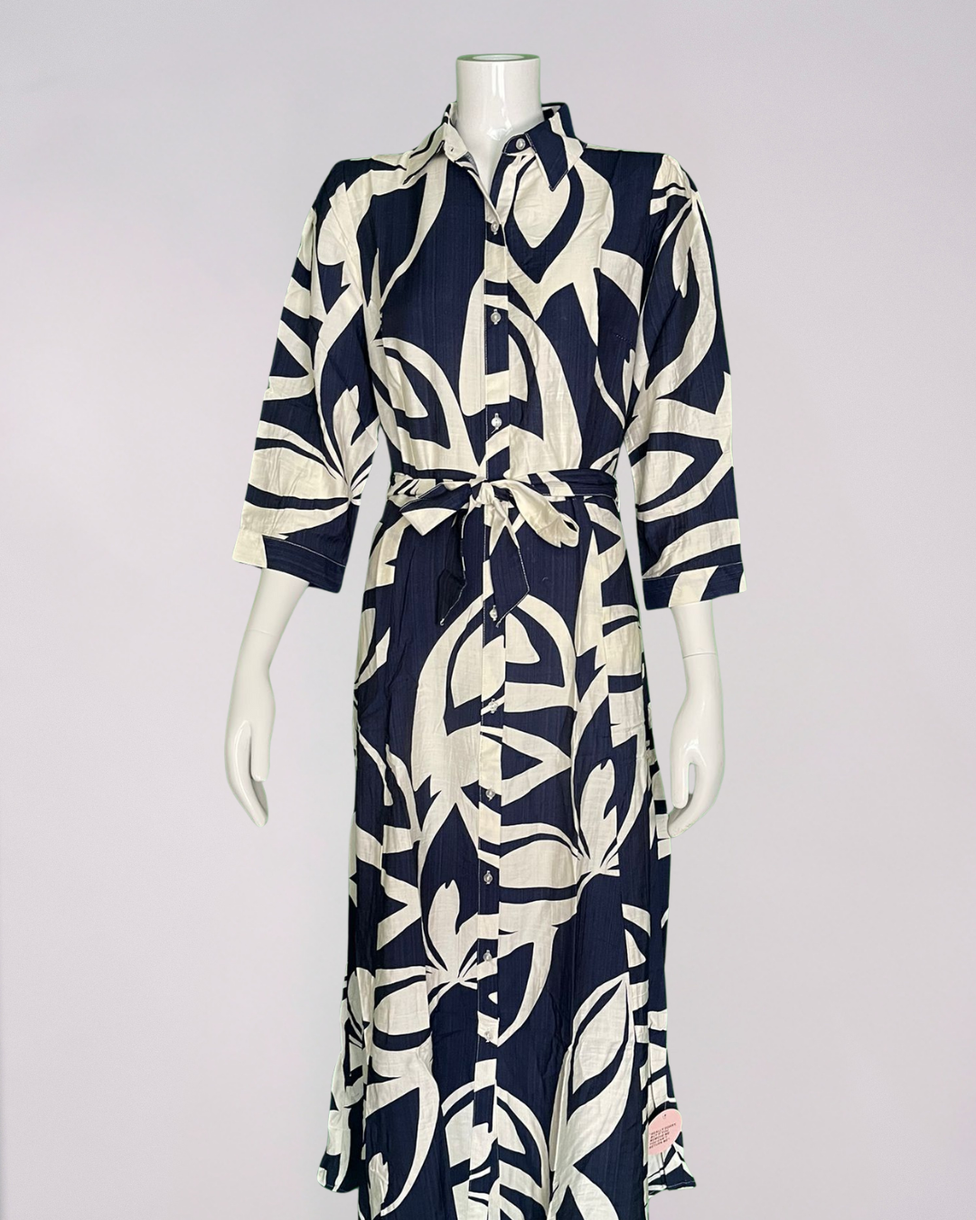 Blue and White Print Maxi Dress