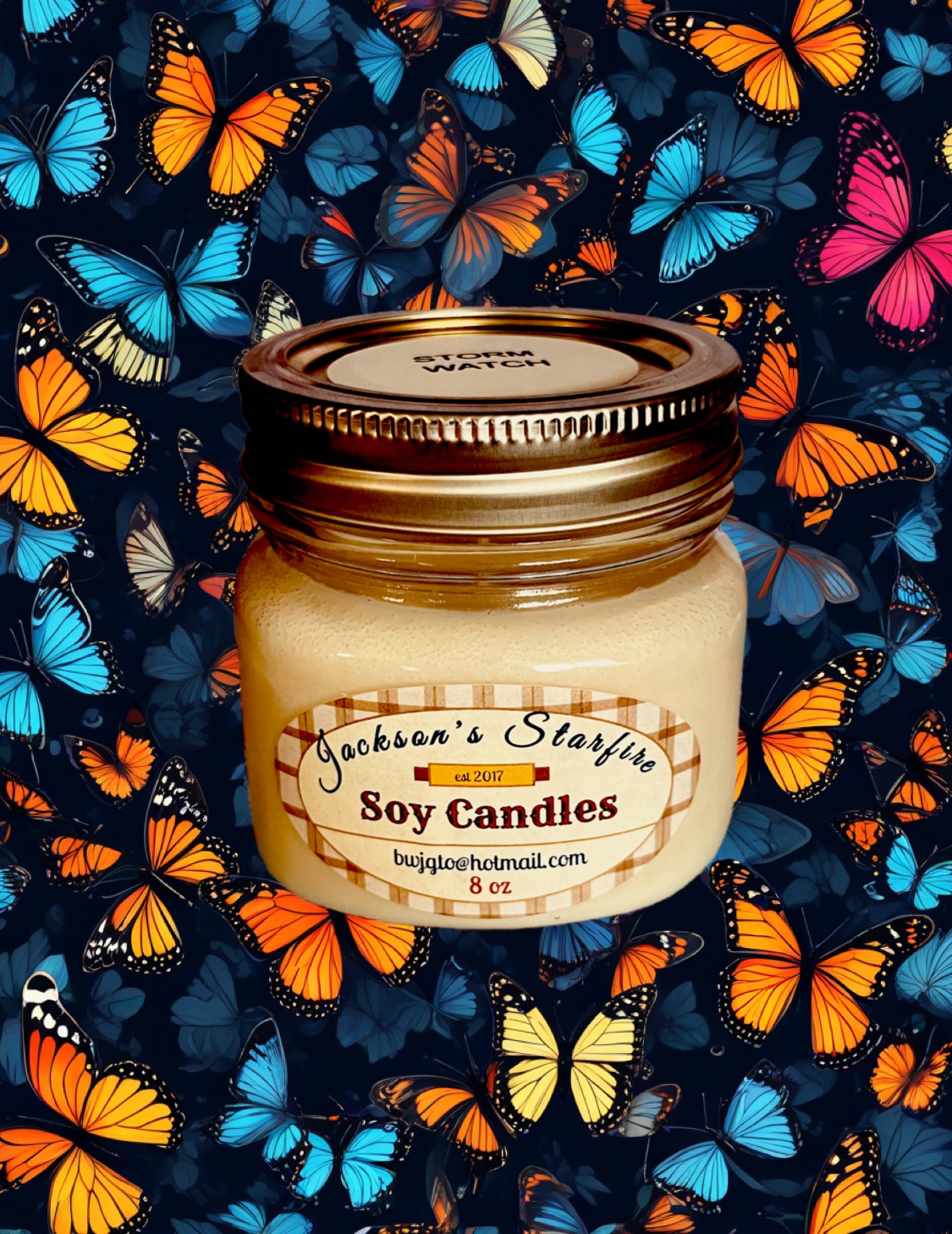 Square Mason with Gold or Silver tops Soy Candles