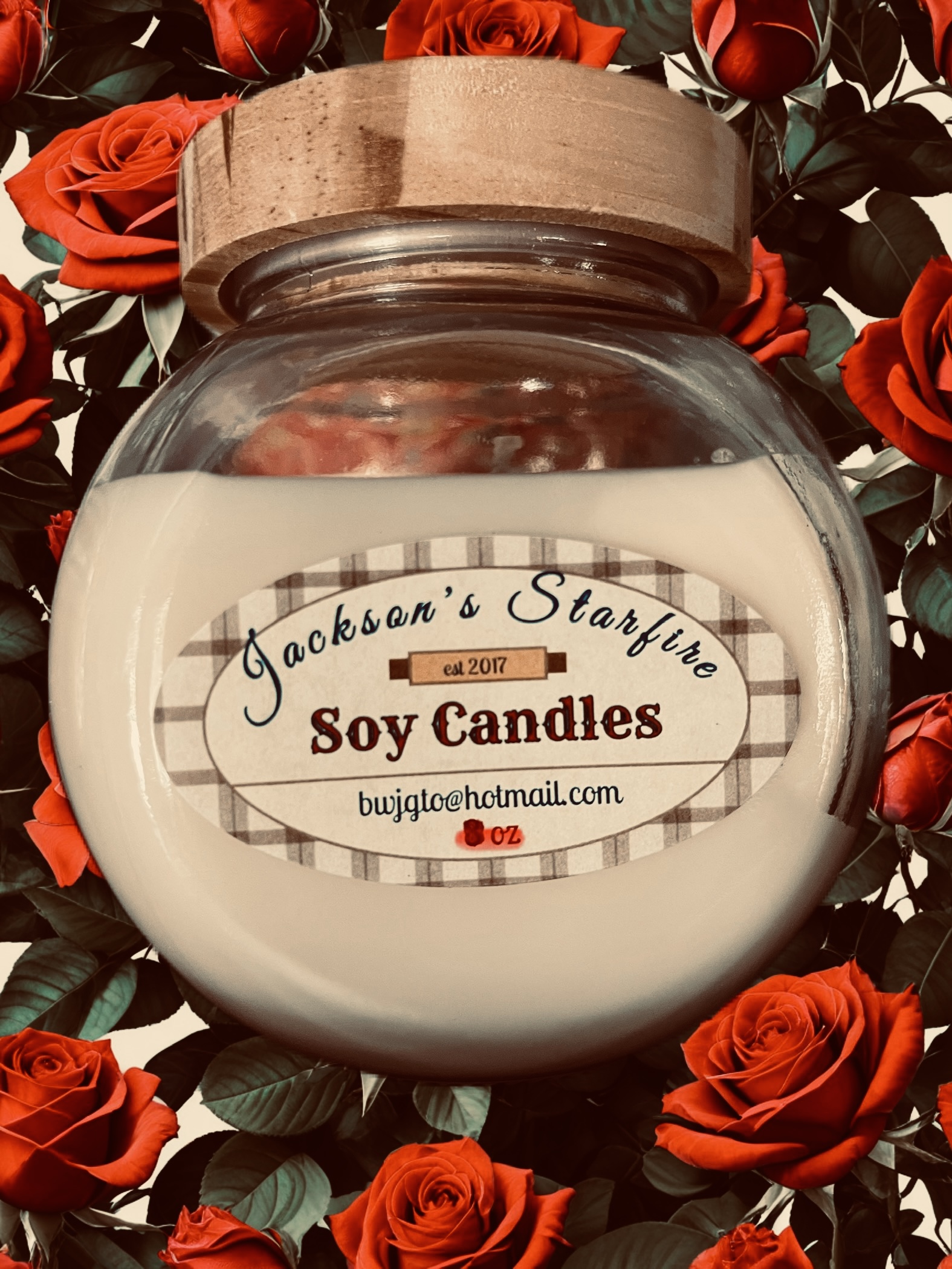 Fish-bowl style jar with wooden top