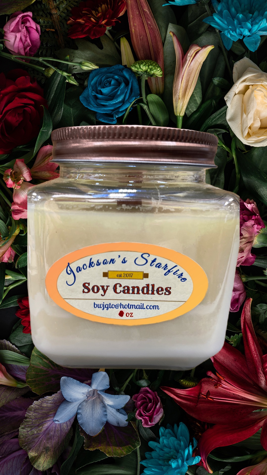 Large Bronze-topped Square Jar Soy Candle