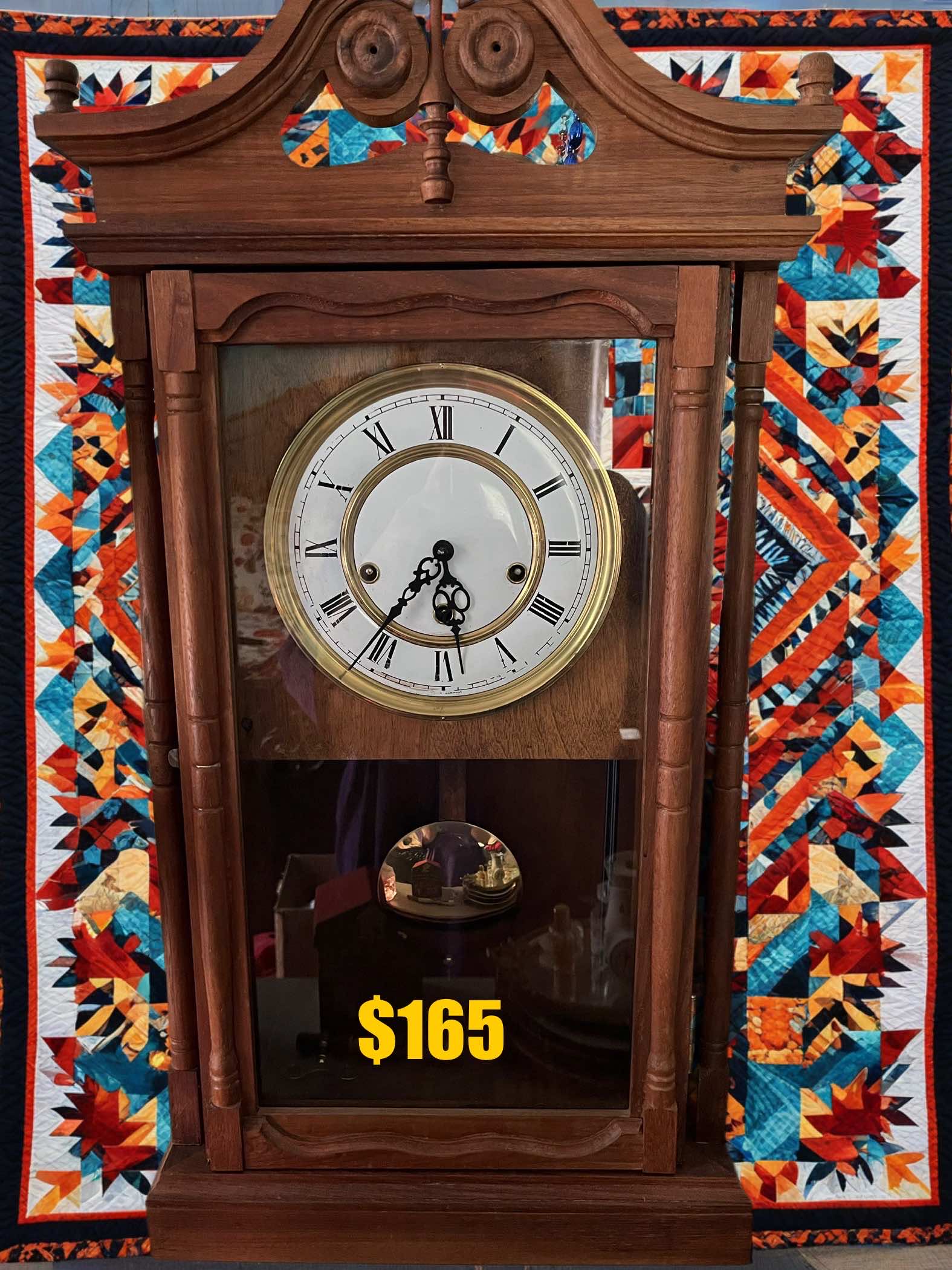 Antique Wooden Pendulum Clock