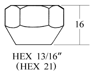 Open End Lug Nut - 21HEX, 16L