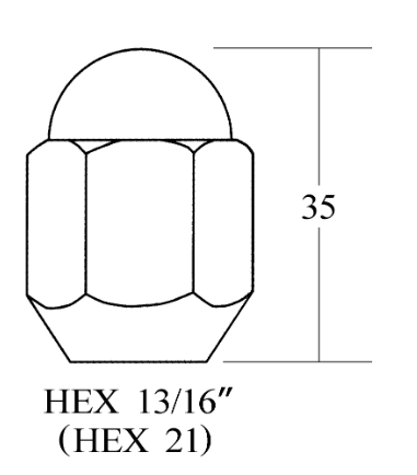 Closed End Lug Nut - 21HEX, 35L