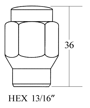 Closed End ET Conical Lug Nut - 13/16"HEX, 36L