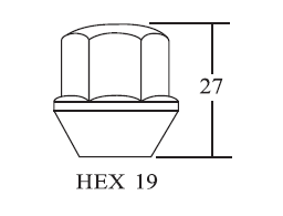 Closed End Lug Nut - 19HEX, 27L
