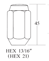 Closed End Lug Nut - 21HEX, 45L