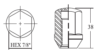 Closed End Lug Nut - 7/8"HEX, 38L